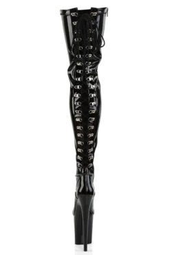 Pleaser USA Flamingo-3063 8inch Thigh High Pleaser Boots - Patent Black -Famous Boot Store FLAM3063 B MBack 1