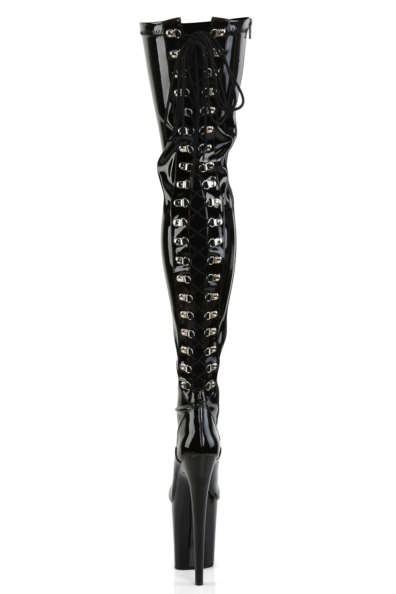Pleaser USA Flamingo-3063 8inch Thigh High Pleaser Boots - Patent Black 3 Pleaser USA Flamingo-3063 8inch Thigh High Pleaser Boots - Patent Black - Image 3
