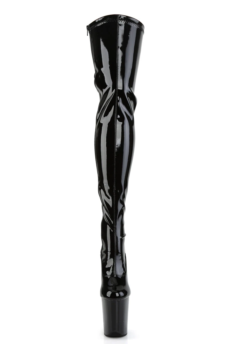 Pleaser USA Flamingo-3063 8inch Thigh High Pleaser Boots - Patent Black 5 Pleaser USA Flamingo-3063 8inch Thigh High Pleaser Boots - Patent Black - Image 5