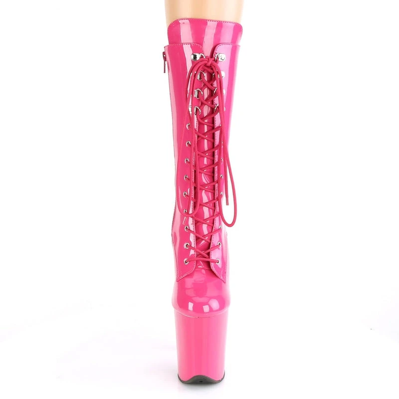 Pleaser USA Flamingo-1050 8inch Pleaser Boots - Patent Hot Pink 5 Pleaser USA Flamingo-1050 8inch Pleaser Boots - Patent Hot Pink - Image 5