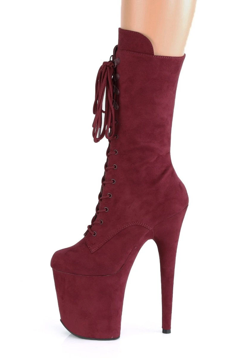 Pleaser USA Flamingo-1050FS Faux Suede 8inch Pleaser Boots - Burgundy 4 Pleaser USA Flamingo-1050FS Faux Suede 8inch Pleaser Boots - Burgundy - Image 4