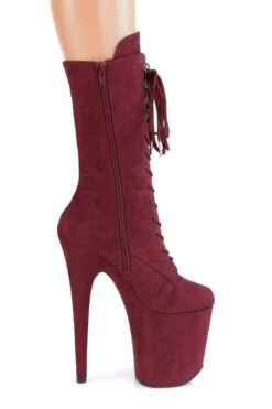 Pleaser USA Flamingo-1050FS Faux Suede 8inch Pleaser Boots - Burgundy -Famous Boot Store FLAMINGO 1050FS BYFS M13 1