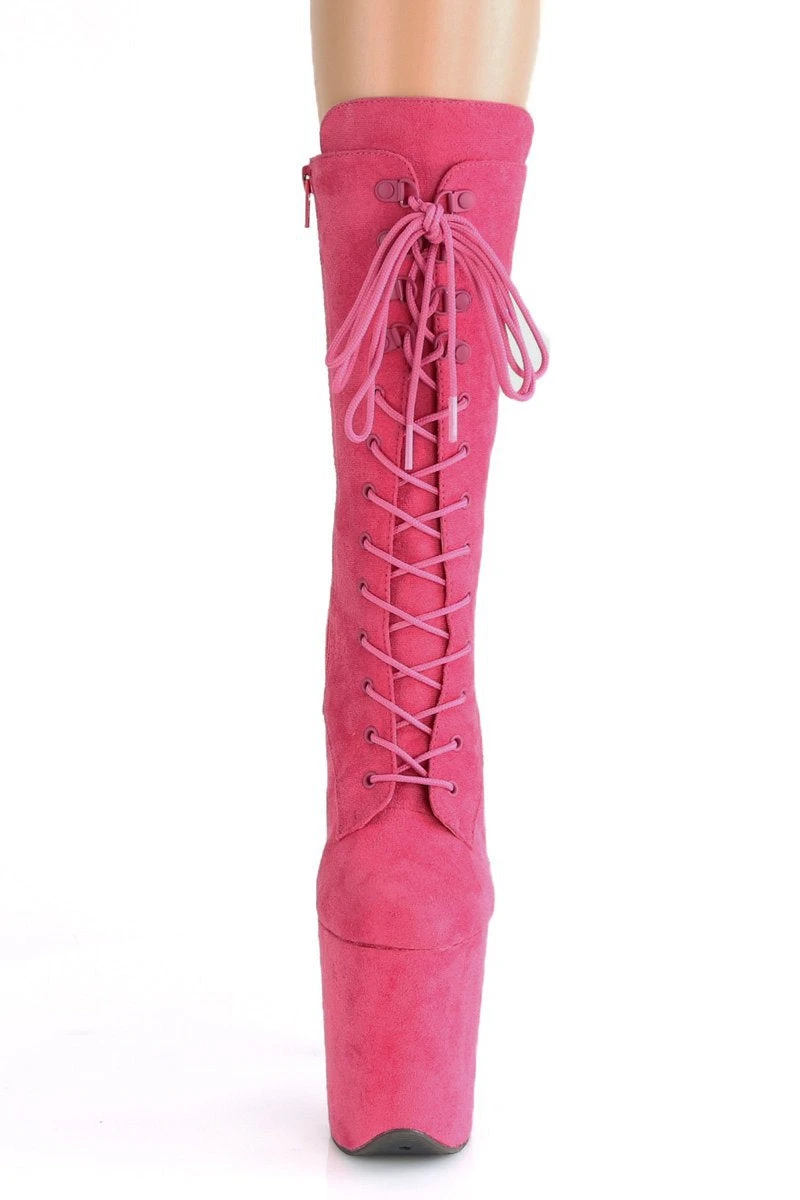 Pleaser USA Flamingo-1050FS Faux Suede 8inch Pleaser Boots - Hot Pink 2 Pleaser USA Flamingo-1050FS Faux Suede 8inch Pleaser Boots - Hot Pink - Image 2