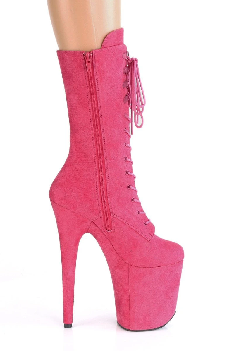 Pleaser USA Flamingo-1050FS Faux Suede 8inch Pleaser Boots - Hot Pink 4 Pleaser USA Flamingo-1050FS Faux Suede 8inch Pleaser Boots - Hot Pink - Image 4