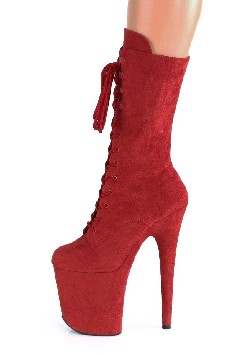 Pleaser USA Flamingo-1050FS Faux Suede 8inch Pleaser Boots - Red 5 Pleaser USA Flamingo-1050FS Faux Suede 8inch Pleaser Boots - Red - Image 5