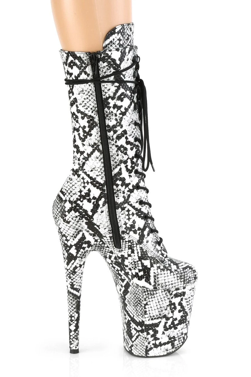 Pleaser USA Flamingo-1050SP 8inch Pleaser Boots - White Snake 4 Pleaser USA Flamingo-1050SP 8inch Pleaser Boots - White Snake - Image 4