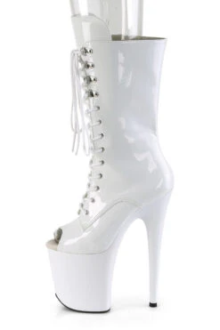 Pleaser USA Flamingo-1051 8inch Peep Toe Pleaser Boots - Patent White 9 Pleaser USA Flamingo-1051 8inch Peep Toe Pleaser Boots - Patent White -Famous Boot Store FLAMINGO 1051 W M05