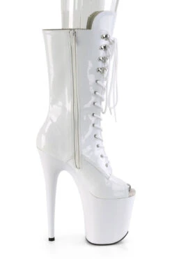 Pleaser USA Flamingo-1051 8inch Peep Toe Pleaser Boots - Patent White 8 Pleaser USA Flamingo-1051 8inch Peep Toe Pleaser Boots - Patent White -Famous Boot Store FLAMINGO 1051 W M13