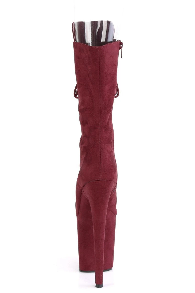 Pleaser USA Flamingo-1051FS Faux Suede 8inch Peep Toe Pleaser Boots - Burgundy 5 Pleaser USA Flamingo-1051FS Faux Suede 8inch Peep Toe Pleaser Boots - Burgundy - Image 5