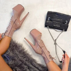 Hella Heels LipKit Open Toe 8inch Boots - Boujee -Famous Boot Store File 022 Edit