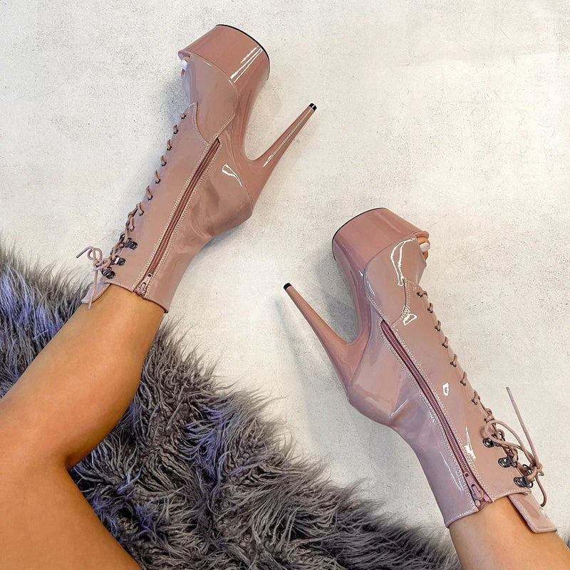 Hella Heels LipKit Open Toe 7inch Boots - Boujee 6 Hella Heels LipKit Open Toe 7inch Boots - Boujee - Image 6