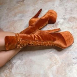 Hella Heels BabyDoll Velvet 7inch Boots - Brandy -Famous Boot Store HBDBrandy2 900x 1a5422b4 e903 4e1b 8ed5 45fd881e145d