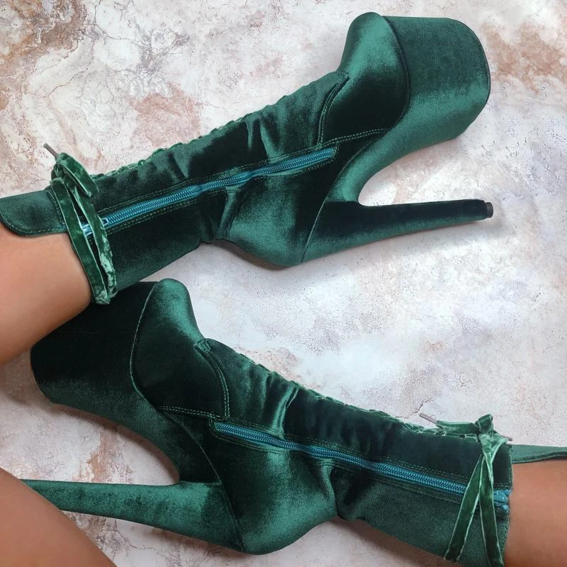 Hella Heels BabyDoll Velvet 7inch Boots - NY Gangster 3 Hella Heels BabyDoll Velvet 7inch Boots - NY Gangster - Image 3