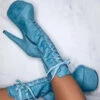 Hella Heels High BabyDoll 7inch Boots - Baby Blue