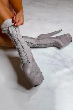 Famous Boot Store -Famous Boot Store HighBabyDoll8inchBoots LightGrey1