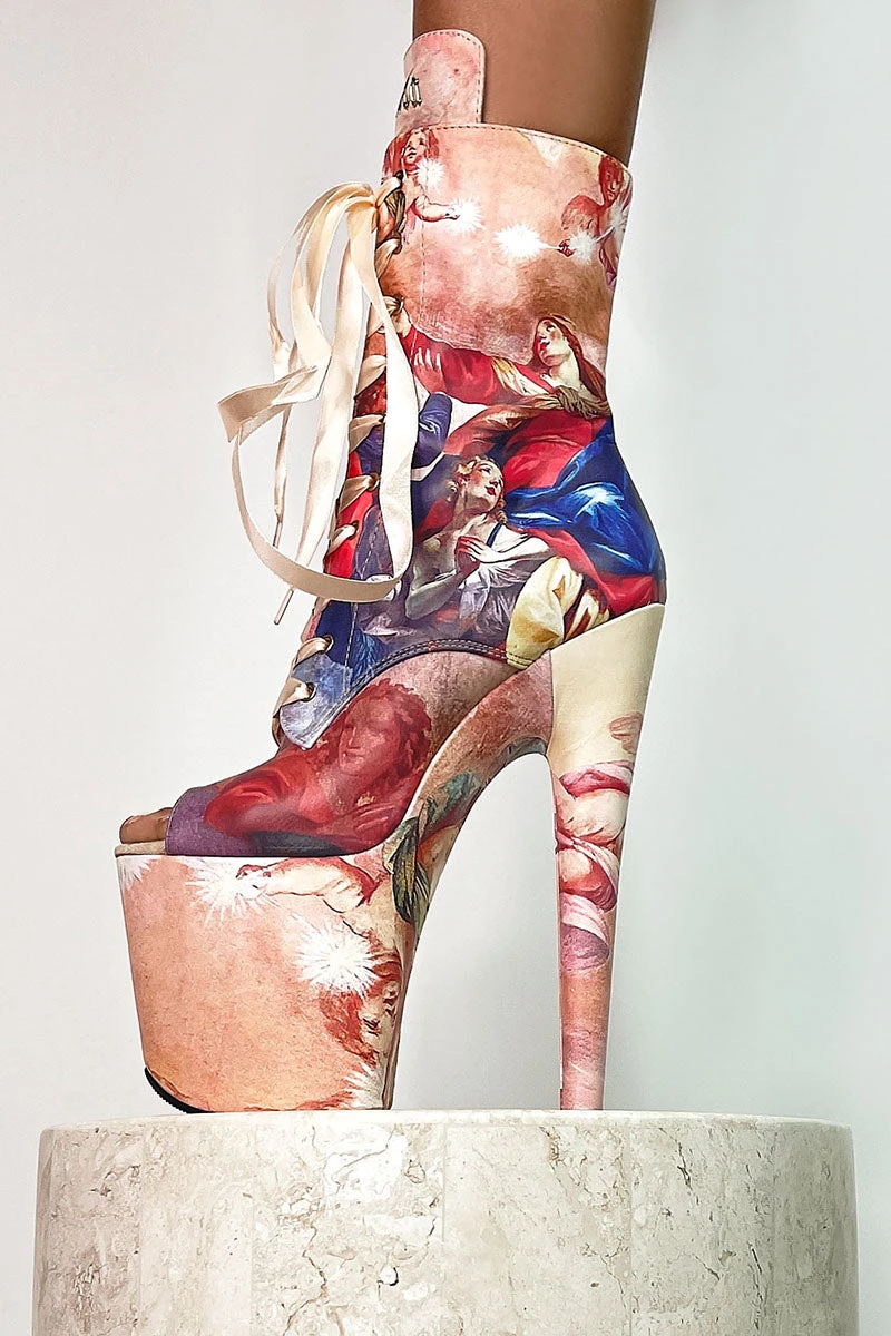 Hella Heels Renaissance Open Toe 8inch Boots - Holier Than Thou 2 Hella Heels Renaissance Open Toe 8inch Boots - Holier Than Thou - Image 2