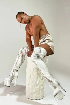 Hella Heels Renaissance Thicc Thigh High 8inch Boots - Hope -Famous Boot Store Hope Thicc Thigh High Blue Marble Sean 8 inch boot 3 1