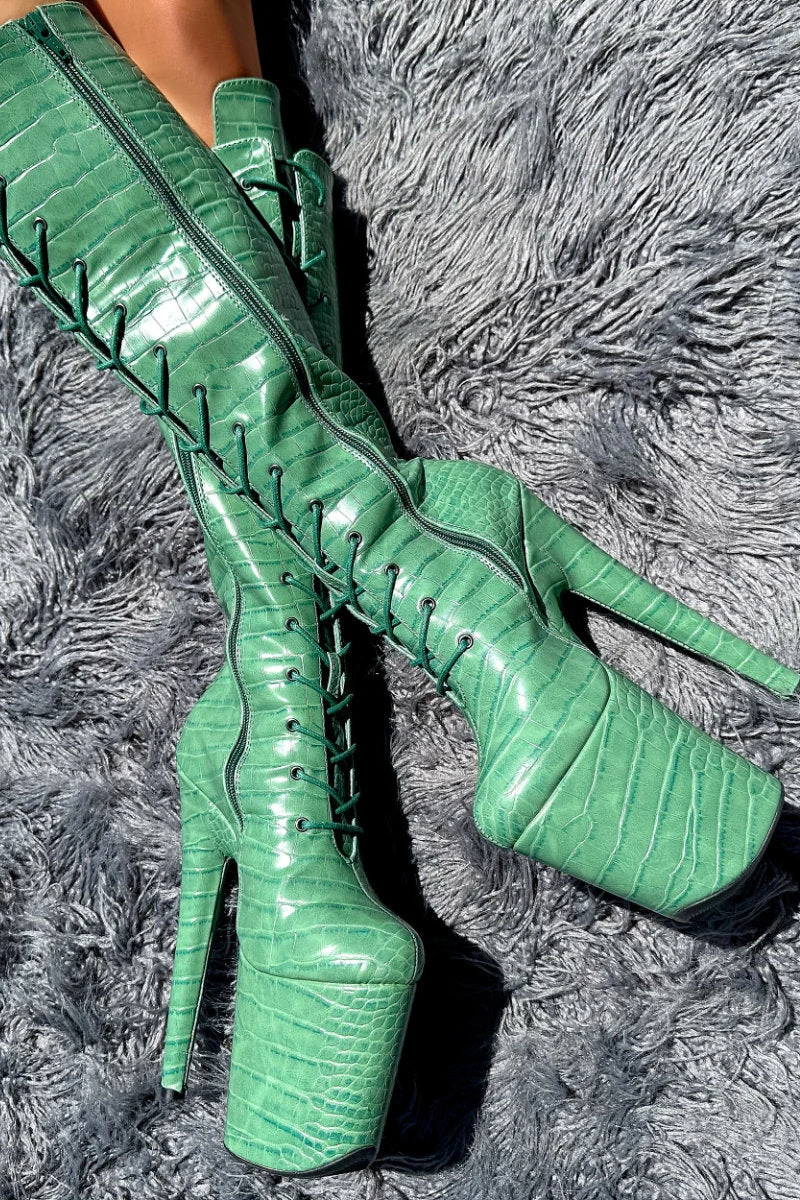 Hella Heels Killing Adam Knee High Boots - 8inch 1 Hella Heels Killing Adam Knee High Boots - 8inch