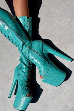 Hella Heels Killing Eve Open Toe Knee High Boots - 8inch