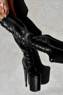 Hella Heels Cold Blooded Black Knee High Boots - 8inch -Famous Boot Store IMG 0347