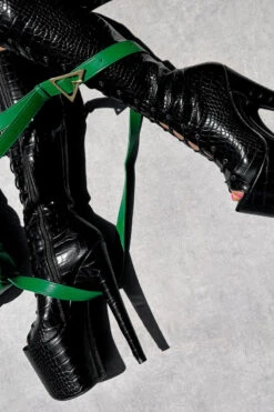 Hella Heels Cold Blooded Black Open Toe Knee High Boots - 8inch -Famous Boot Store IMG 0375 1