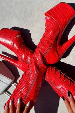 Hella Heels Out For Blood Open Toe Knee High Boots - 8inch 9 Hella Heels Out For Blood Open Toe Knee High Boots - 8inch -Famous Boot Store IMG 0491