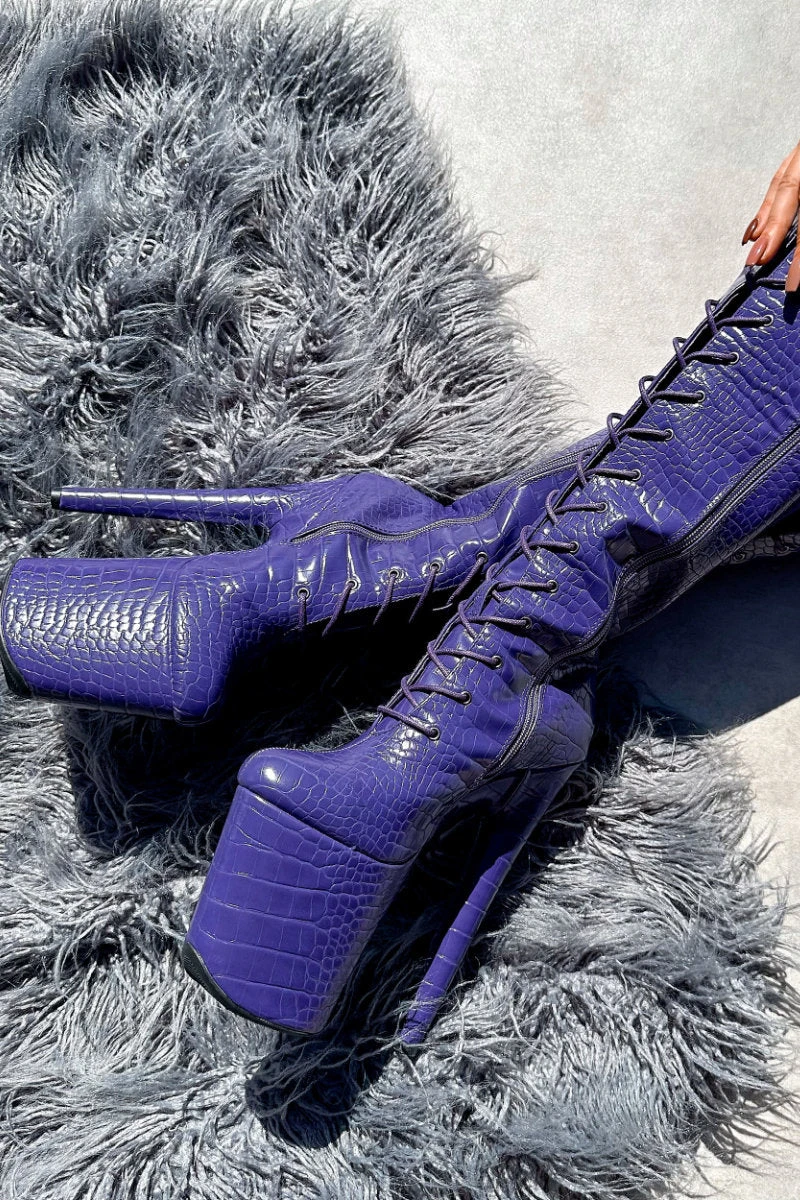 Hella Heels Play Dead Knee High Boots - 8inch 6 Hella Heels Play Dead Knee High Boots - 8inch - Image 6