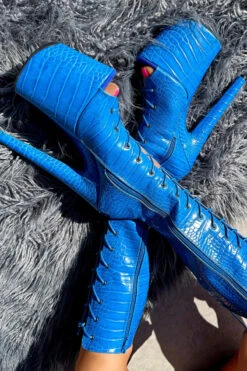 Hella Heels Electric Boa Open Toe Knee High Boots - 8inch -Famous Boot Store IMG 0665