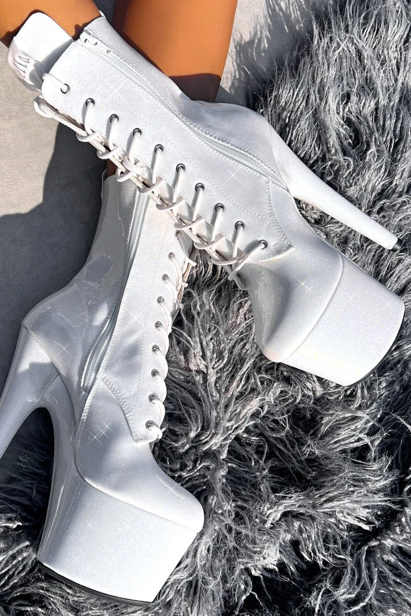 Hella Heels The Glitterati 7inch Boots - Snow Kween 2 Hella Heels The Glitterati 7inch Boots - Snow Kween - Image 2