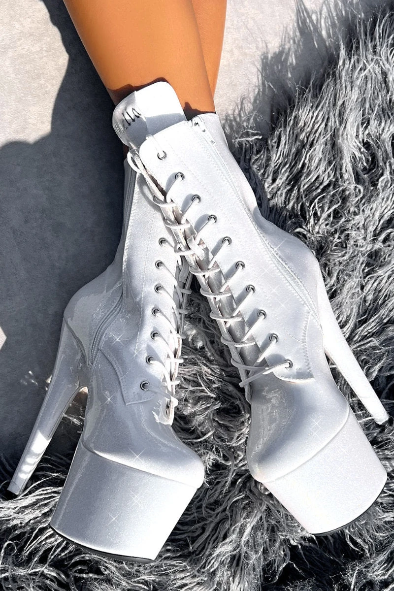 Hella Heels The Glitterati 7inch Boots - Snow Kween 1 Hella Heels The Glitterati 7inch Boots - Snow Kween