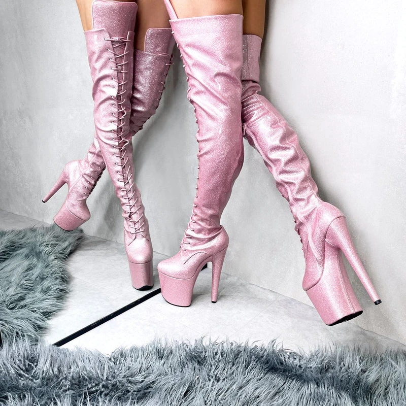 Hella Heels The Glitterati Thigh High 8inch Boots - Sugarbaby 5 Hella Heels The Glitterati Thigh High 8inch Boots - Sugarbaby - Image 5
