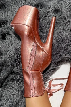 Hella Heels Corset 8inch Boots - Rose Gold -Famous Boot Store IMG 4728 1