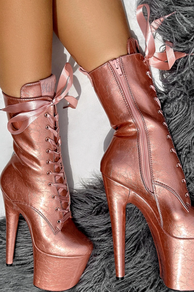 Hella Heels 8inch Ankle Boots - Rose Gold 1 Hella Heels 8inch Ankle Boots - Rose Gold