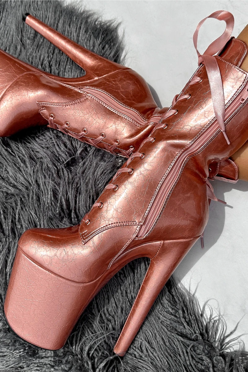 Hella Heels 8inch Ankle Boots - Rose Gold 2 Hella Heels 8inch Ankle Boots - Rose Gold - Image 2