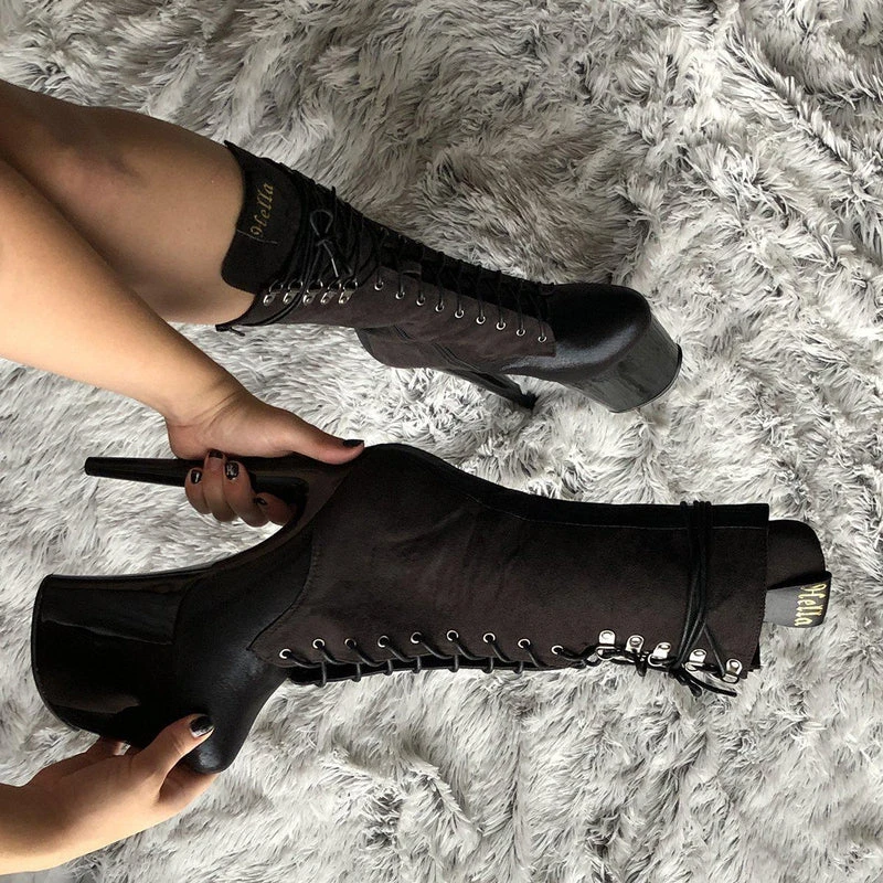 Hella Heels Blaq Kicks Boots - 8inch 4 Hella Heels Blaq Kicks Boots - 8inch - Image 4