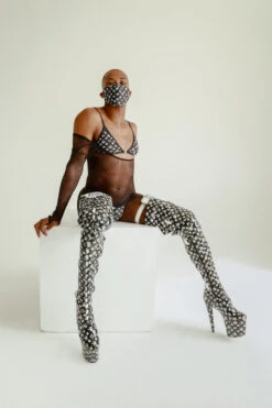 Hella Heels Branded Thigh High 8inch Boots - Black 20 Hella Heels Branded Thigh High 8inch Boots - Black -Famous Boot Store IMG 7766 Edit