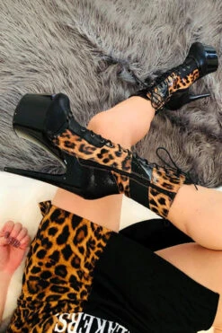 Hella Heels EmpireKicks 7inch Boots - Black 7 Hella Heels EmpireKicks 7inch Boots - Black -Famous Boot Store KicksBlackLeopard7inch3 1