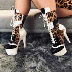 Hella Heels EmpireKicks 7inch Boots - White 8 Hella Heels EmpireKicks 7inch Boots - White -Famous Boot Store Kicks White Leopard 7 inch 4 1