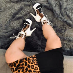 Hella Heels EmpireKicks 7inch Boots - White 11 Hella Heels EmpireKicks 7inch Boots - White -Famous Boot Store Kicks White Leopard 7 inch 7