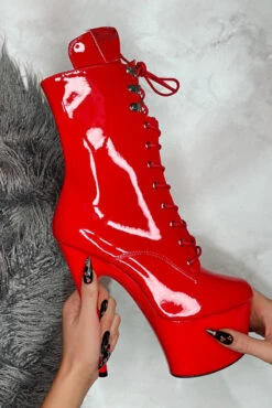 Hella Heels LipKit 7inch Boots - Cherry Pie 7 Hella Heels LipKit 7inch Boots - Cherry Pie -Famous Boot Store LipKit Cherry Pie Boot Red 7 inch stripper shoes Hella Heels