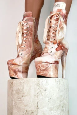 Hella Heels Renaissance 7inch Boots - Mercy 8 Hella Heels Renaissance 7inch Boots - Mercy -Famous Boot Store Mercy boot 7 inch Pink Marble pole dance shoes 6