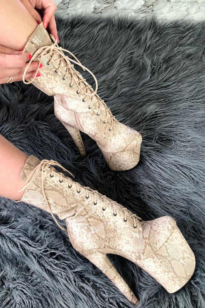 Hella Heels Milksnake Boots - 8inch 2 Hella Heels Milksnake Boots - 8inch - Image 2