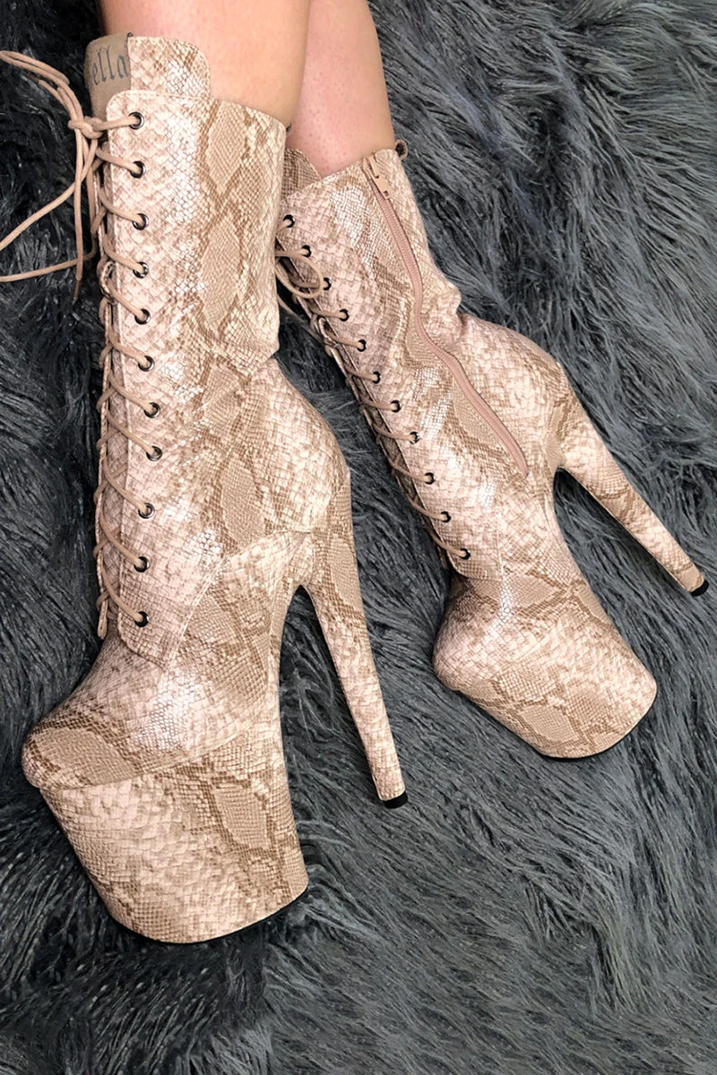 Hella Heels Milksnake Boots - 8inch 1 Hella Heels Milksnake Boots - 8inch