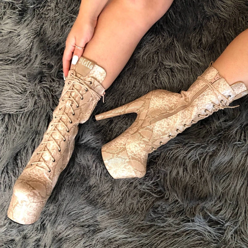 Hella Heels Milksnake Boots - 7inch 3 Hella Heels Milksnake Boots - 7inch - Image 3