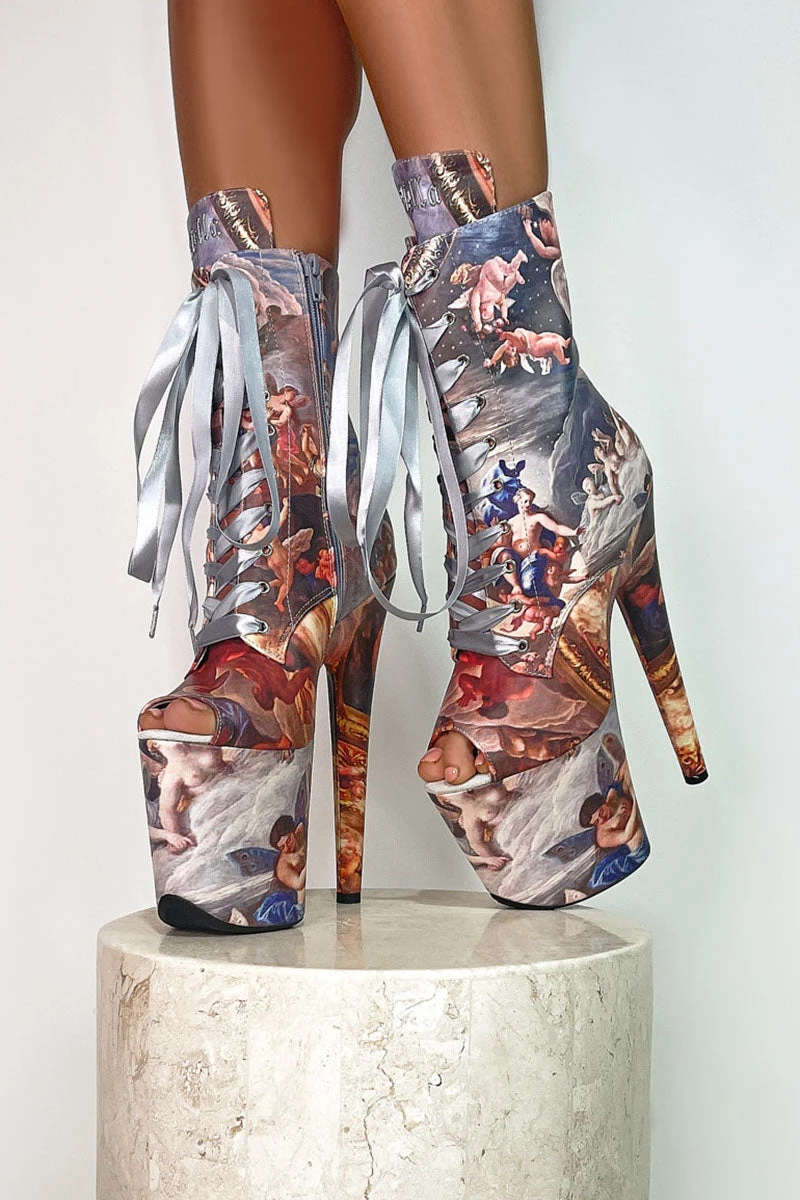 Hella Heels Renaissance Open Toe 8inch Boots - Stairway To Heaven - Image 3