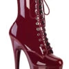Pleaser USA Adore-1020 7inch Pleaser Boots - Patent Burgundy