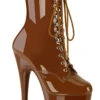 Pleaser USA Adore-1020 7inch Pleaser Boots - Patent Caramel