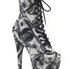 Pleaser USA Adore-1020DP 7inch Pleaser Boots - Money Print