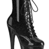 Pleaser USA Adore-1020GP 7inch Pleaser Boots - Black Glitter