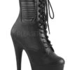 Pleaser USA Adore-1020PK 7inch Pleaser Biker Style Boots - Matte Black